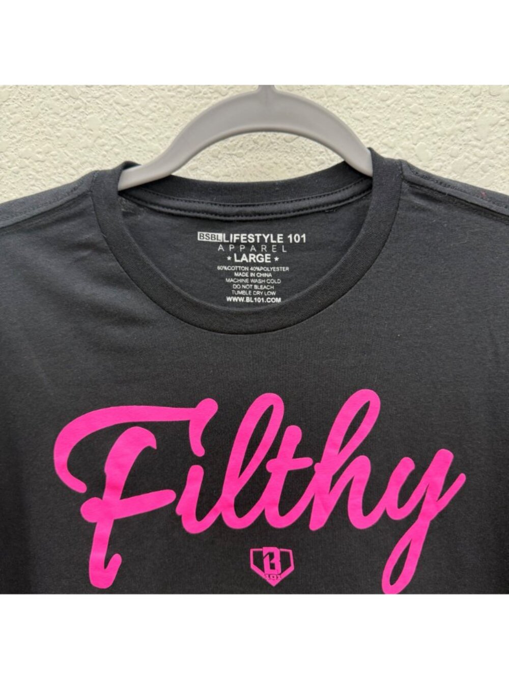 Baseball Lifestyle 101 Filthy Black Short Sleeve Graphic T Shirt Mens Large NEW - Picture 2 of 6